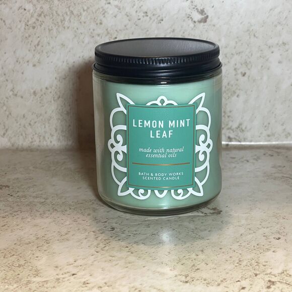 Bath & Body Works Lemon Mint Leaf Single Wick 7oz Jar Candle NWT - Picture 2 of 3